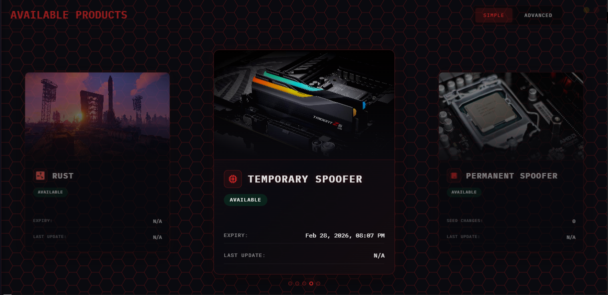 Available Products Interface